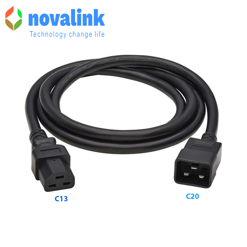 Dây nguồn C13 to C20 Novalink NV-56011A Dây nguồn C13 to C20 1.5m Novalink NV-56011A 15A 14AWG chuẩn UL